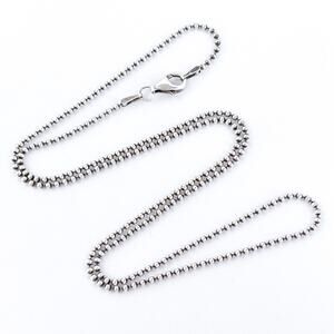 Vintage Sterling Silver 925 1.4mm Ball Bead Chain Necklace 18”